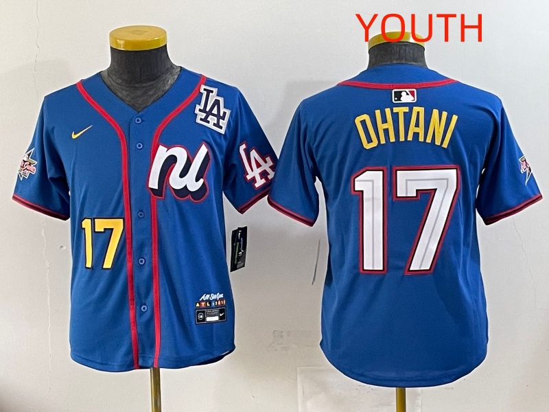 Youth 2025 Los Angeles Dodgers #17 Ohtani Blue Nike  2025 MLB All Star Jersey style 006->youth mlb jersey->Youth Jersey